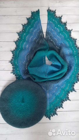 Комплект шаль + берет, ручная работа