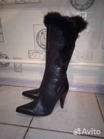 Сапоги кожаные чёрные весна женские 37 размер