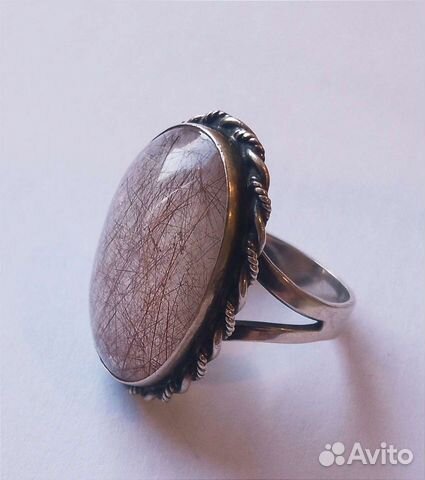 Винтажное серебряное кольцо с рутиловым кварцем во