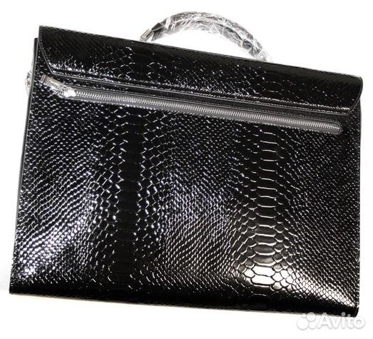 Мужской кожаный портфель Brioni croco new black Мужской кожаный портфель Brioni croco new black