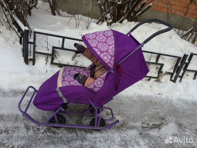Санки-коляска Ника Снежинка с большими колесами Санки-коляска Ника Снежинка с большими колесами