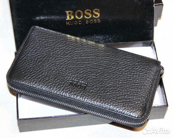 Мужской кожаный клатч кошелек H. Boss new black