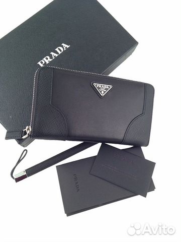 Кожаный клатч кошелек, унисекс Prada арт.1016-3 Кожаный клатч кошелек, унисекс Prada арт.1016-3