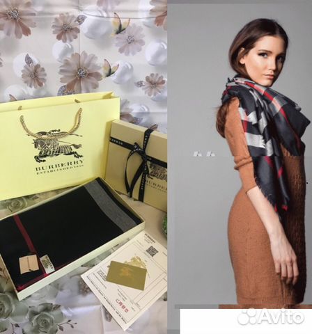 Burberry Бербери Черный Платок Шарф Палантин Burberry Бербери Черный Платок Шарф Палантин