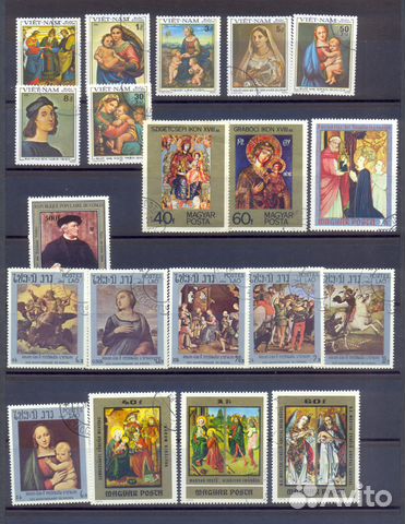Живопись (100 почтовых марок разных стран)