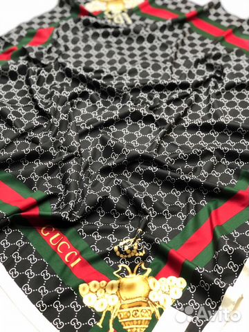 Платок Gucci Гуччи шелковый 100 см с стрекозой