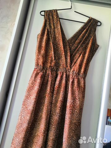 Платье в пол мелкий леопард