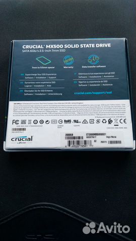 Новый SSD Crucial 2Tb MX500 CT2000MX500SSD1