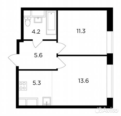 2-к квартира, 39.9 м², 2/22 эт.