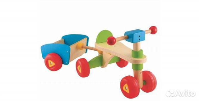 Деревянный велосипед с прицепом elc