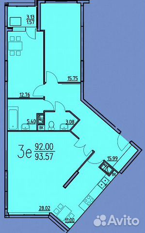 3-к квартира, 94 м², 5/18 эт.