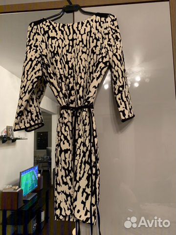 Платье Zara леопардовое с поясом на завязках