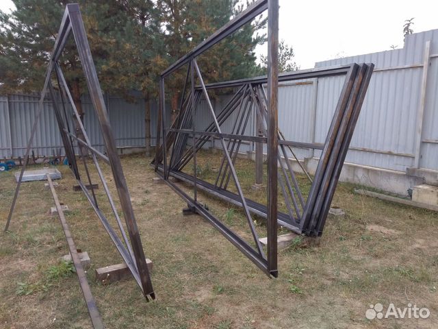 Откатные ворота проем 4х2 м с рельсой и комплектом Откатные ворота проем 4х2 м с рельсой и комплектом