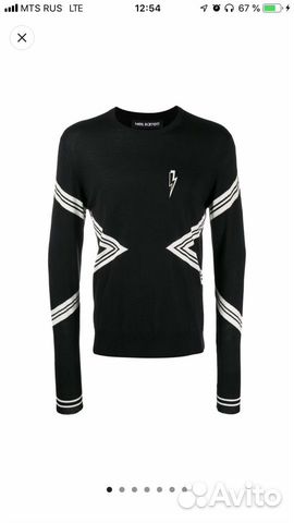 Джемпер Neil Barrett 2020 черный/серый все разм Джемпер Neil Barrett 2020 черный/серый все разм