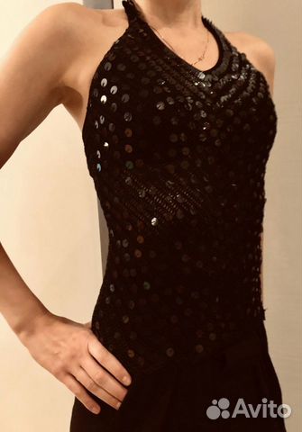 Чёрный топ с пайетками, размер 40 Чёрный топ с пайетками, размер 40