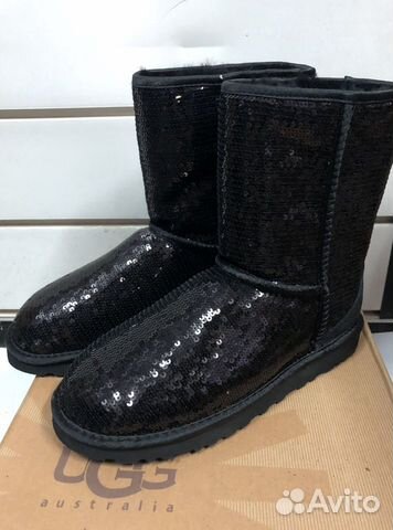 UGG угги, черные с пайетками