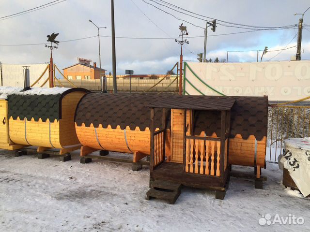 Баня бочка с верандой