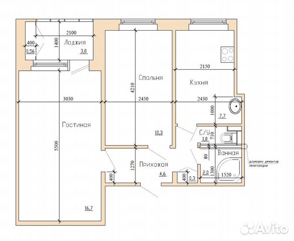 2-к квартира, 45.3 м², 7/9 эт.