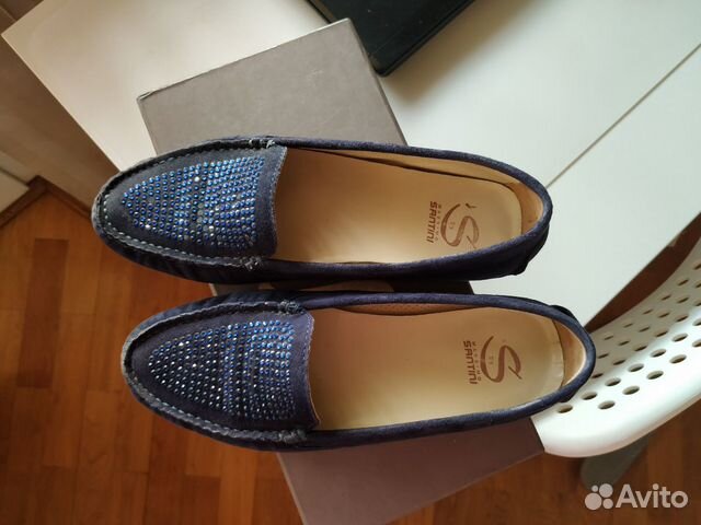 Мокасины Santini, 37, темно синие Мокасины Santini, 37, темно синие