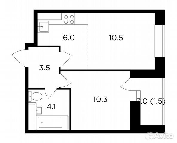 2-к квартира, 35.9 м², 6/16 эт. 2-к квартира, 35.9 м², 6/16 эт.