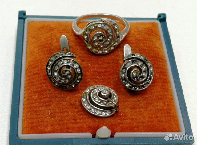 Бижутерия Серьги кольцо кулон серебрение Jenavi Бижутерия Серьги кольцо кулон серебрение Jenavi