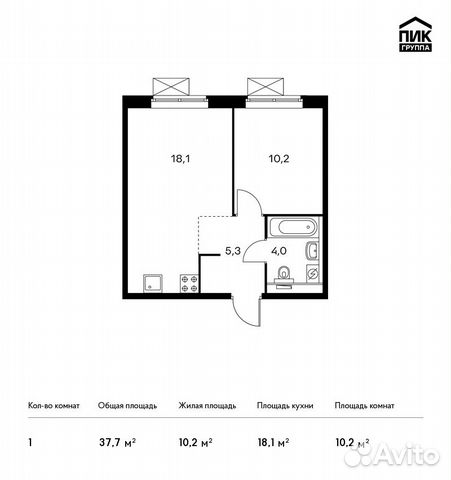 1-к квартира, 37.7 м², 11/25 эт. 1-к квартира, 37.7 м², 11/25 эт.