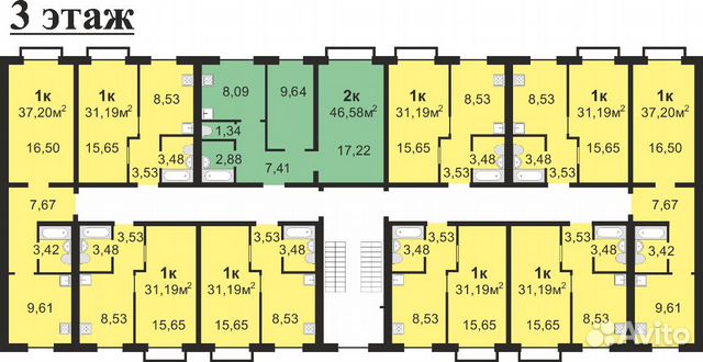 1-к квартира, 31.2 м², 3/3 эт.