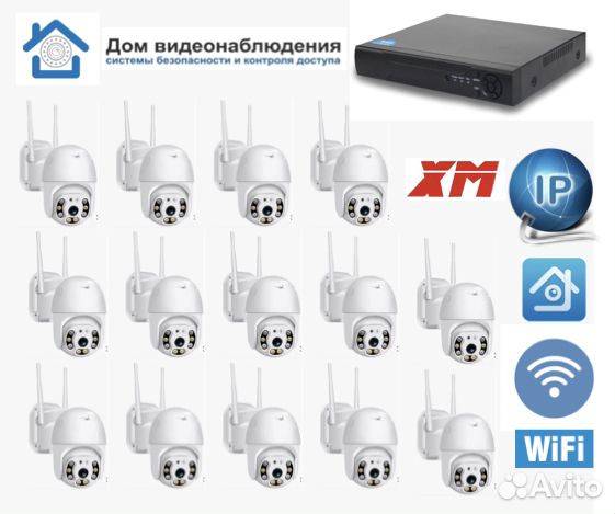Уличный PTZ комплект видеонаблюдения на 14 камер
