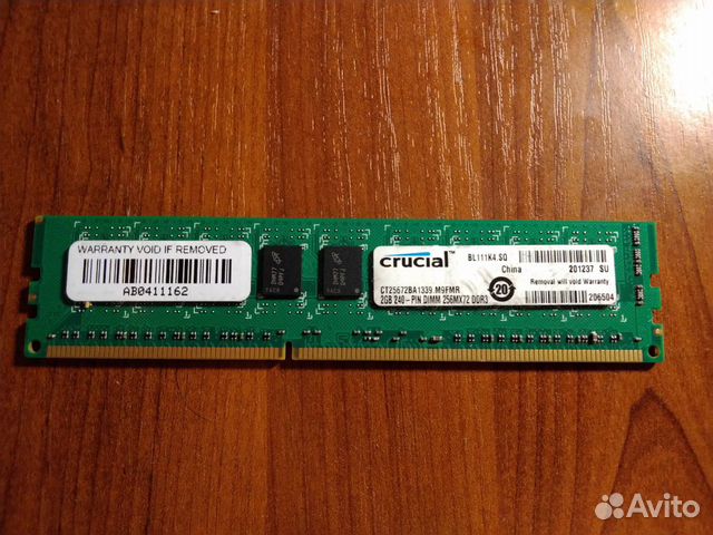 Оперативная память 2Гб DDR3 производитель Crucial