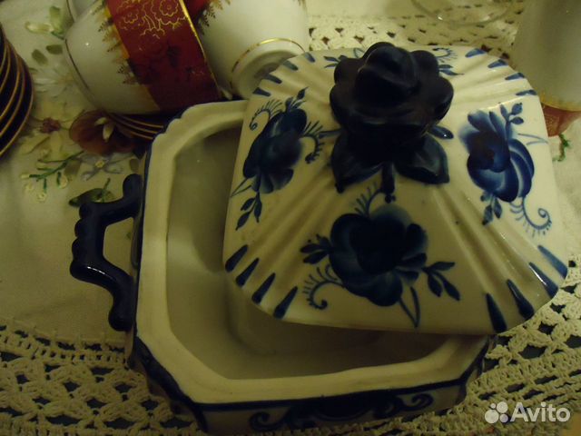 Сервиз гжель кофейник, чайник заварка +6 чашек