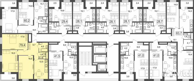3-к квартира, 79.4 м², 13/25 эт. 3-к квартира, 79.4 м², 13/25 эт.