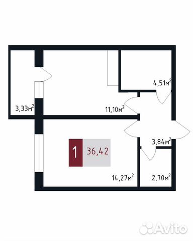 1-к квартира, 36.4 м², 9/12 эт. 1-к квартира, 36.4 м², 9/12 эт.