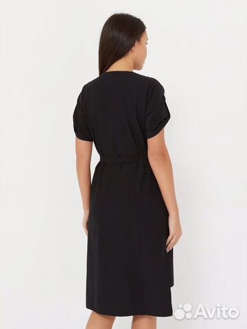 Платье на пуговицах с поясом, 42-44 чёрное Платье на пуговицах с поясом, 42-44 чёрное