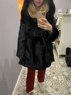 Шуба норковая с капюшоном