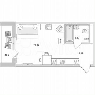 Квартира-студия, 28,7 м², 8/21 эт.