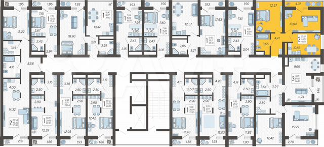 2-к. квартира, 48,7 м², 11/19 эт.