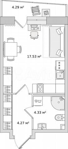 Квартира-студия, 26,4 м², 21/23 эт.