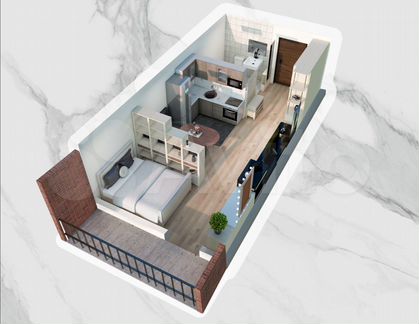 Квартира-студия, 28,9 м², 1/9 эт.