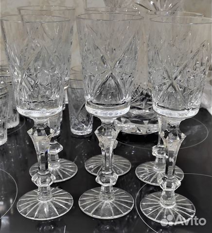 Три набора хрустальных королевских фужеров-кубков