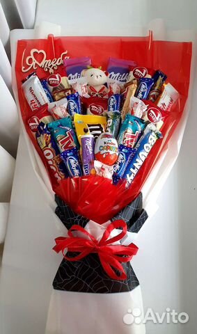 Подарок любимой, букет с шоколадом, сладости