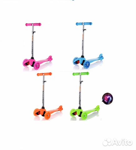 Устойчивый самокат светящиеся колеса 002405