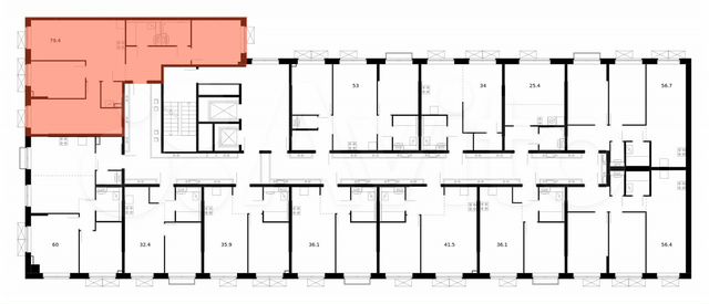 3-к. квартира, 79,4 м², 4/9 эт.