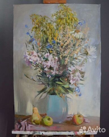 Картина маслом цветы полевые