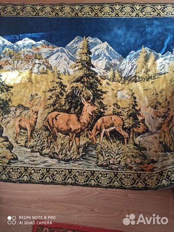 Коврик и скатерть плюшевые бархатный винтаж СССР