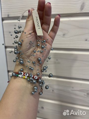 Monet, винтаж,чокер серебристый жемчуг