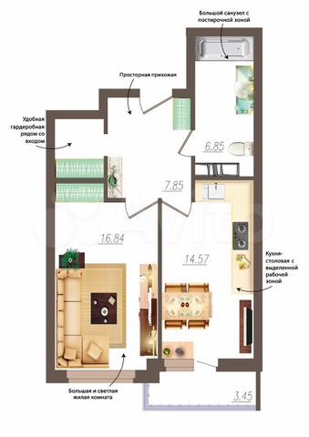 1-к. квартира, 49,9 м², 13/19 эт.