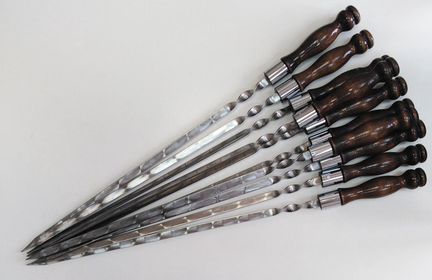 Шампур с деревянной ручкой нержавейка с кольцом