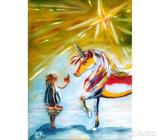Картина единорог в детскую маслом