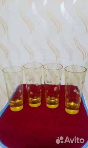 Высокие стаканы из янтарного стекла СССР-4 шт