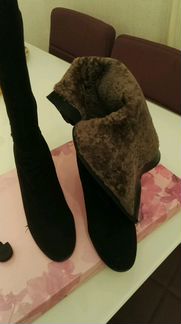 Зимние замшевые сапоги